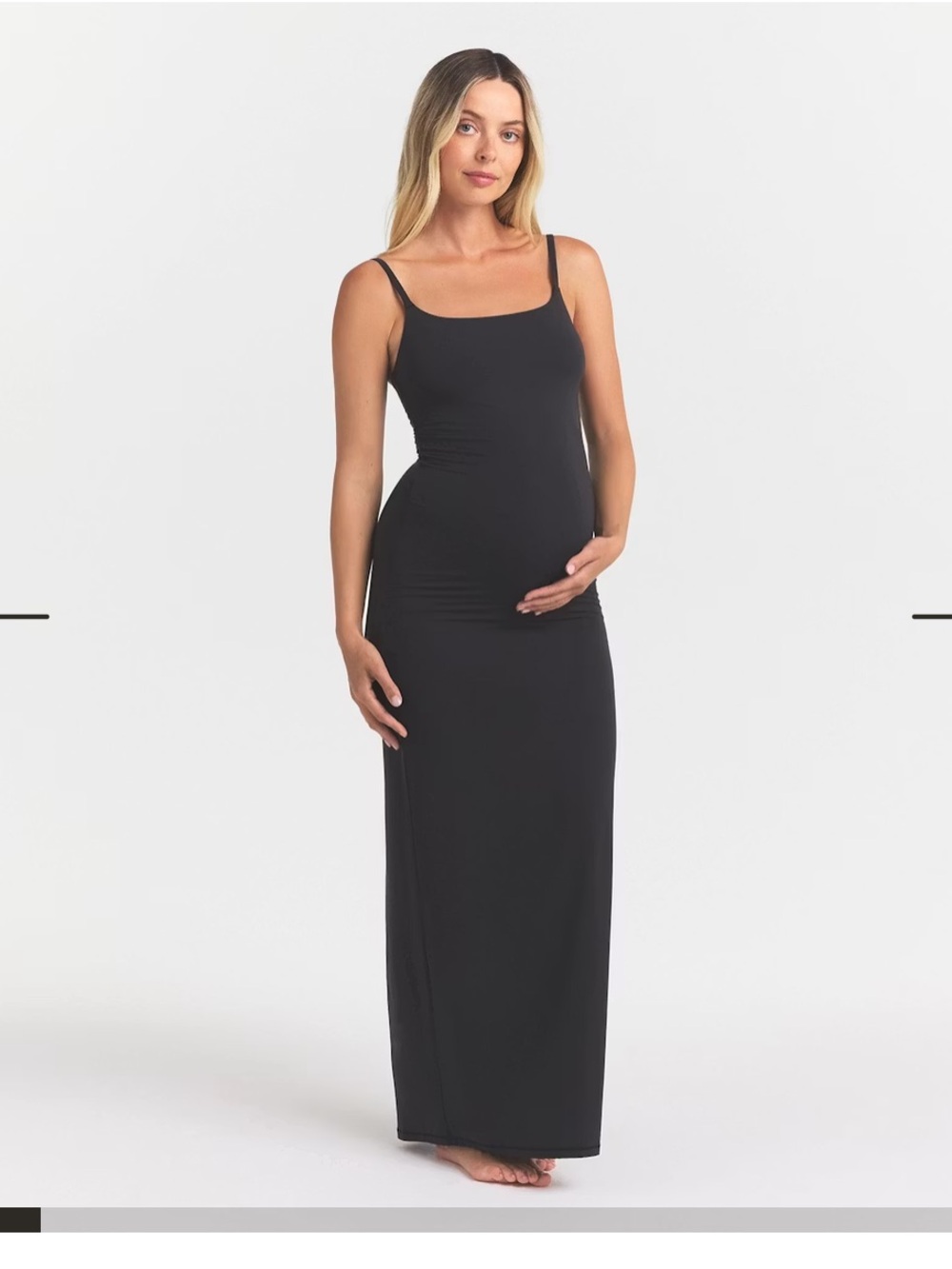 SKIMS Everybody Fits Long Maternity Slip Dress in Onyx